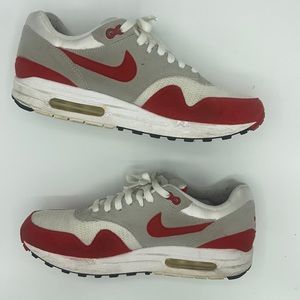 2009 Nike Air Max 1 QS White/Sport Red/Grey/Black sz 9.5 Used (8.5/10)
